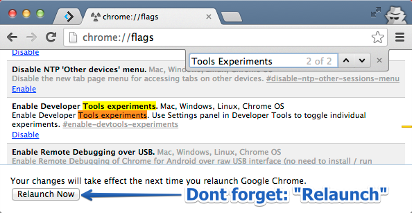 Enable Experiments Flag