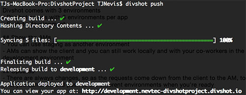 Push Your Divshot App to the Development Environment